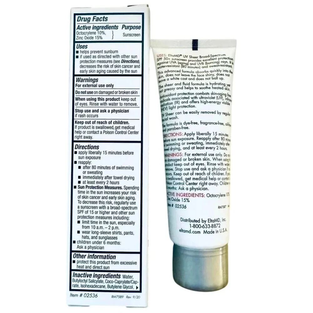 EltaMD UV Sheer Broad-Spectrum SPF 50+ Facial Sunscreen Elta MD 1.7oz/50mL